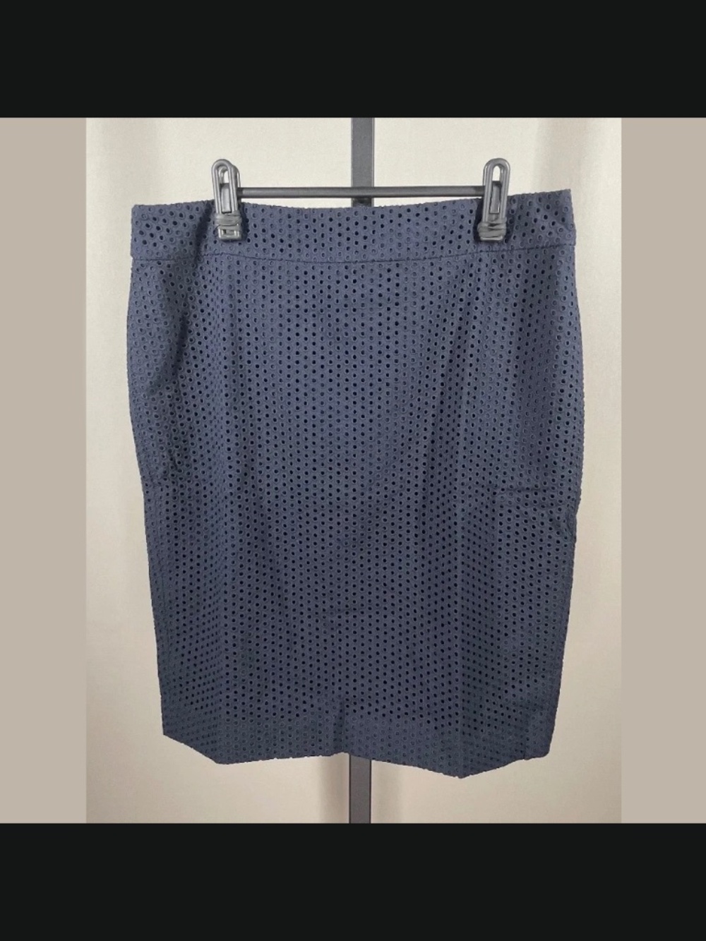 NEW Ann Taylor Skirt Womens 10 blue pencil straight eyelet